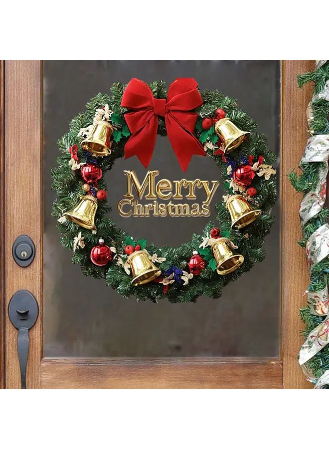 Christmas Bell Wreath Wall Decal Easy Peel Stick Festive Red Green Floral Design Golden Bells Holiday Home Decor - Image 4